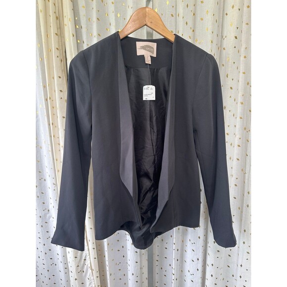 Forever 21 NWT Charcoal Collarless Open Lapel Career Blazer Suit Jacket XS - Picture 2 of 7